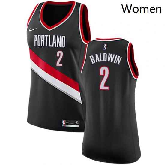 Womens Nike Portland Trail Blazers 2 Wade Baldwin Authentic Black NBA Jersey Icon Edition